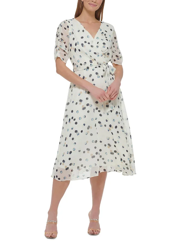 Exclusive Discount Womens Polka Dot Polyester Midi Dress