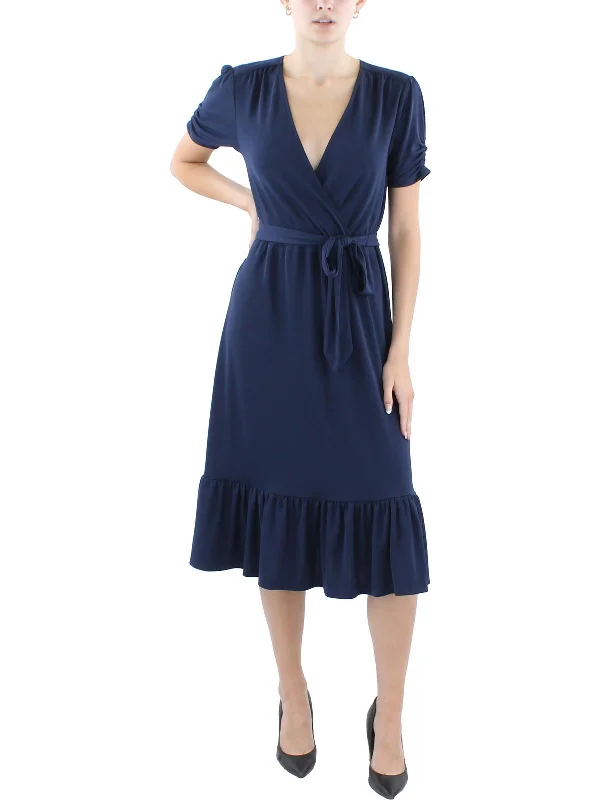 Trend Alert Womens Midi Surplice Midi Dress