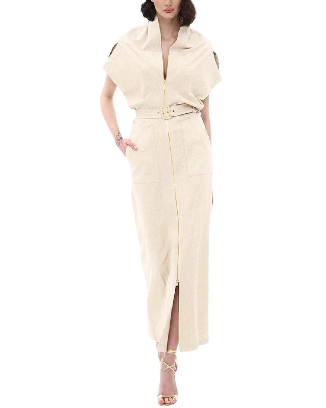 Early Access To Art Deco Styles Sale BGL Linen-Blend Midi Dress