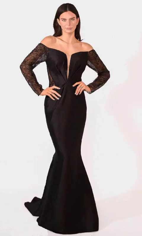 Stylish Savings Terani Couture 241M2734 - Long Sleeves Off-Shoulder Evening Dress