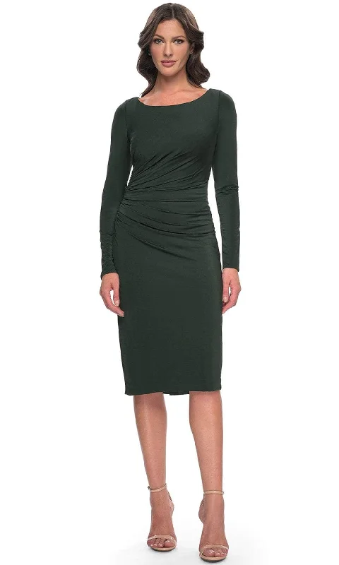 Feminine Soft - Hued Styles La Femme 31015 - Long Sleeve Ruched Dress