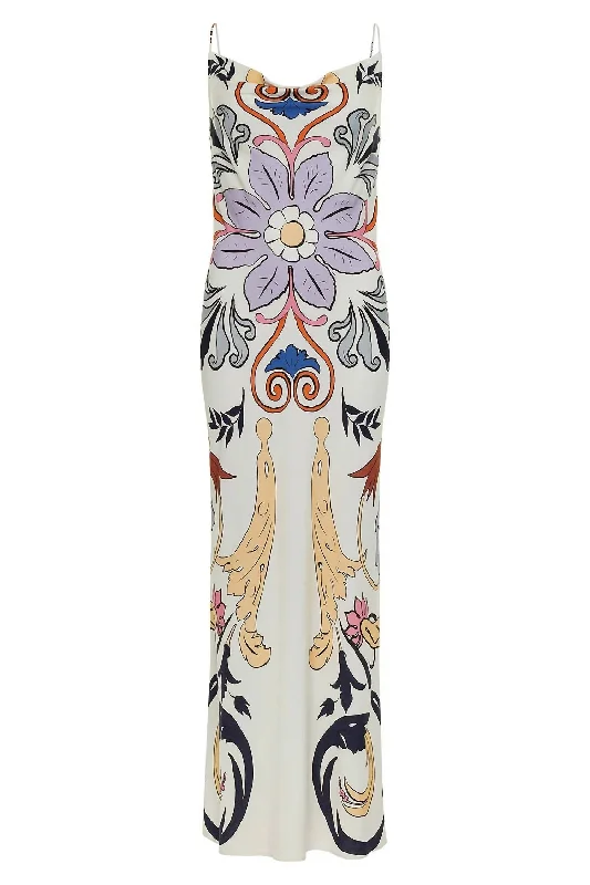 Limited Time Deal Slip Maxi Dress In Scrolls Multi Gard