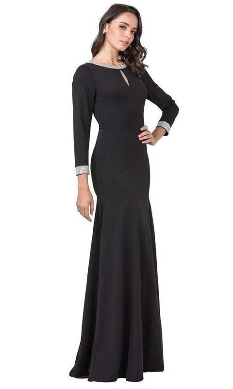 Fashion Sale Trevi Collection - D374 Jewel-Trimmed Long Sleeve Dress