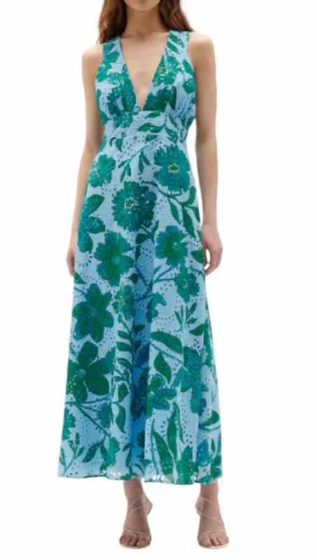 Anniversary Sale Geneve Dress In Graphic Floral Dutch Blue