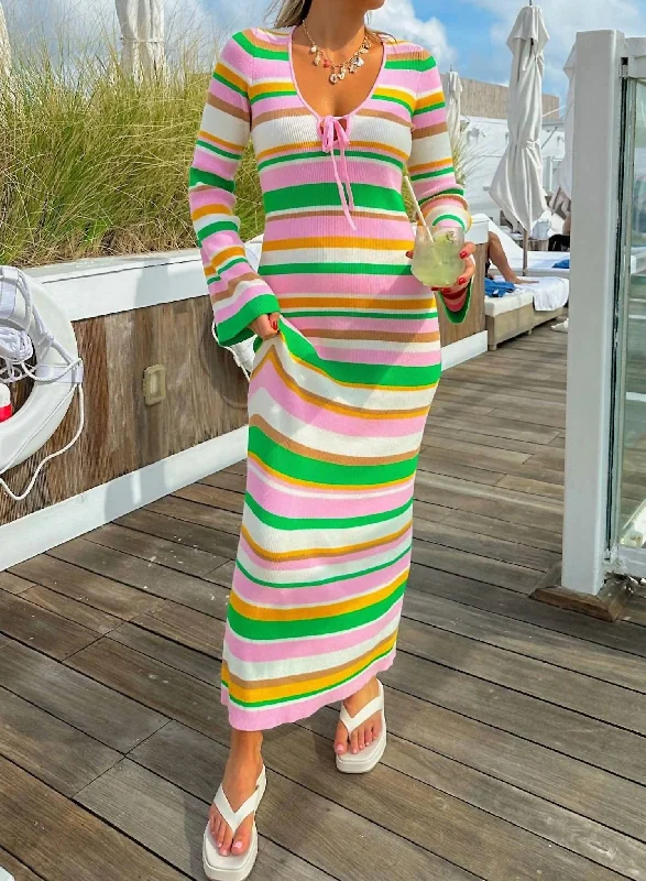 Spring Fling Sale Show Me Your Mumu - Vacay Maxi Dress Rib Knit Multi In Multi Color Pastel