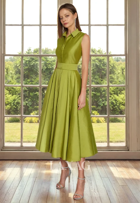 Spring Fashion A-Line V-Neck Sleeveless Sleek Satin Ankle-Length Mother of the Bride Dress