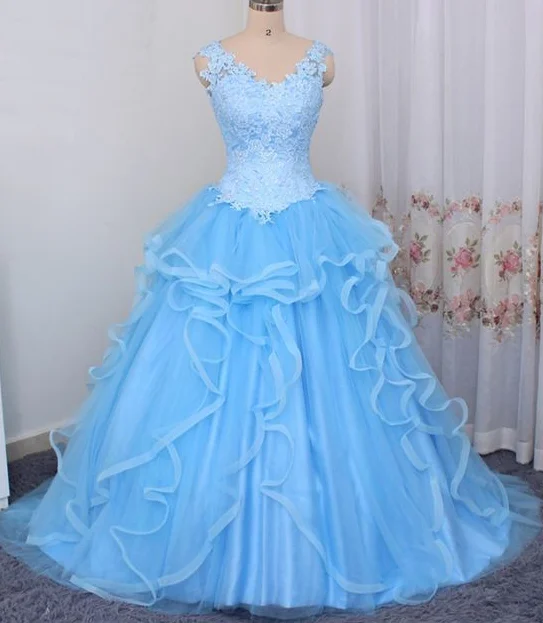 Budget-Friendly Fashion Gorgeous Blue Sweet 16 Dress 2019, Ball Gown Blue prom Dress  cg3739