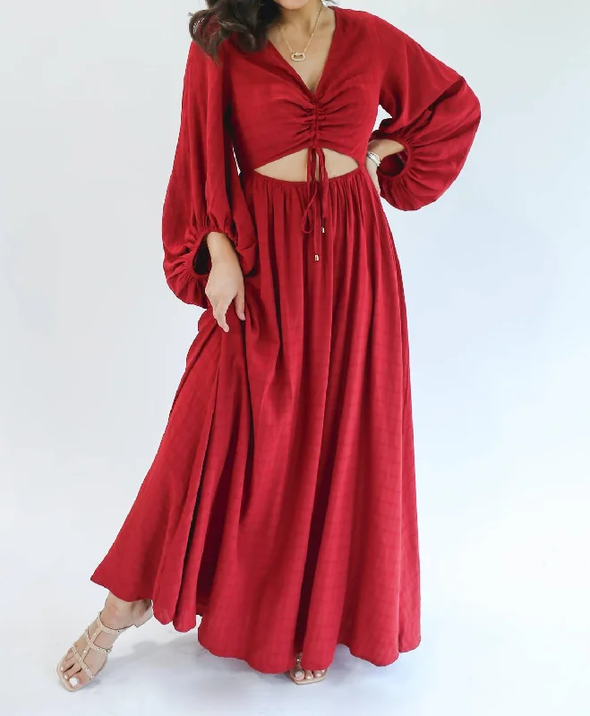 Big Savings On Rustic Countryside Styles Grand Entrance Maxi Dress In Cranberry