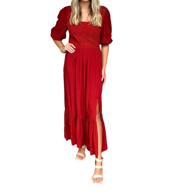 Anniversary Sale Beth Embroidery Maxi Dress In Hibiscus