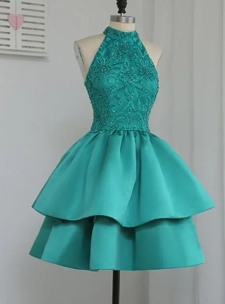 Best-Sellers Luxurious evening dress,sexy ball gowns, custom made ,new fashion, A-Line party gowns,Halter Green Homecoming Dresses  cg1944