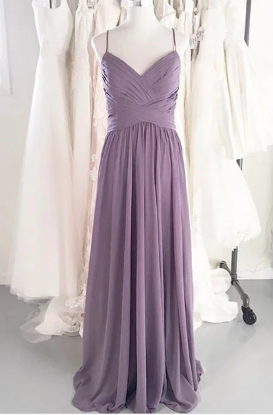 End Of Season Sale A line Spaghetti Straps Lilac Bridesmaid Dress