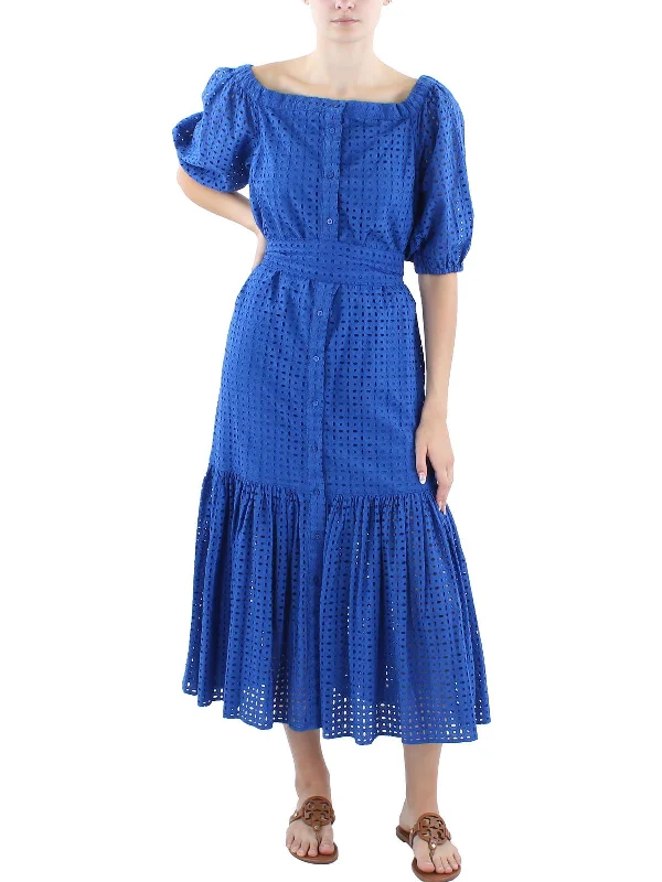 Limited - Time Bundle Womens Cotton Eyelet Midi Dress