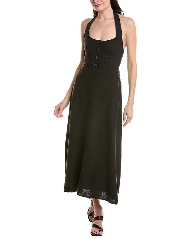 Big Savings On Rustic Countryside Styles WeWoreWhat Button Front Linen-Blend Maxi Dress