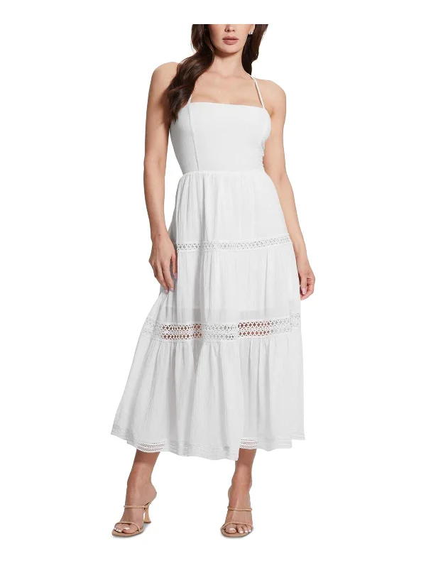 Latest Fashion Womens Crochet Trim Cotton Maxi Dress