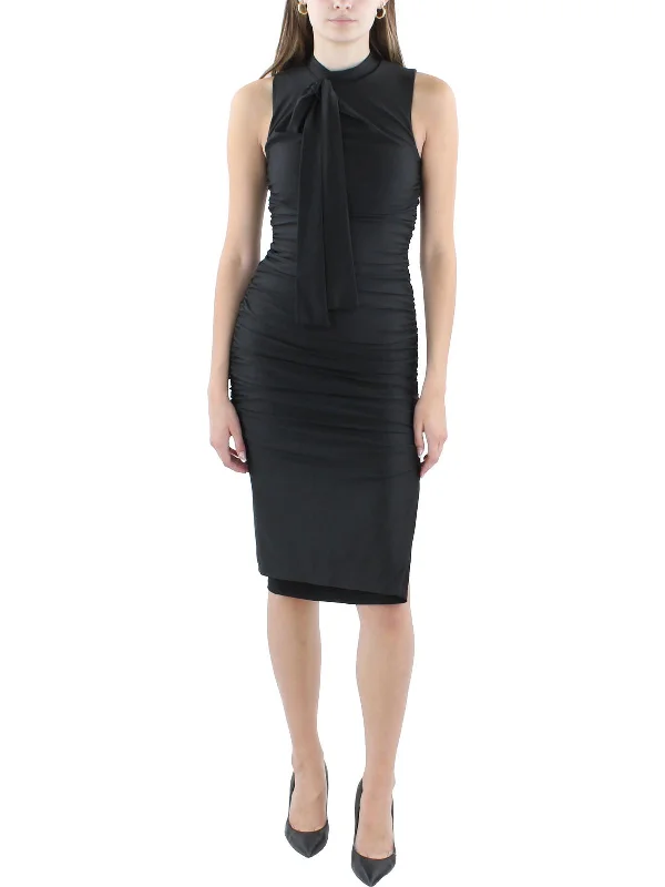 Season Sale Womens Ruched Sleeveless Midi Dress