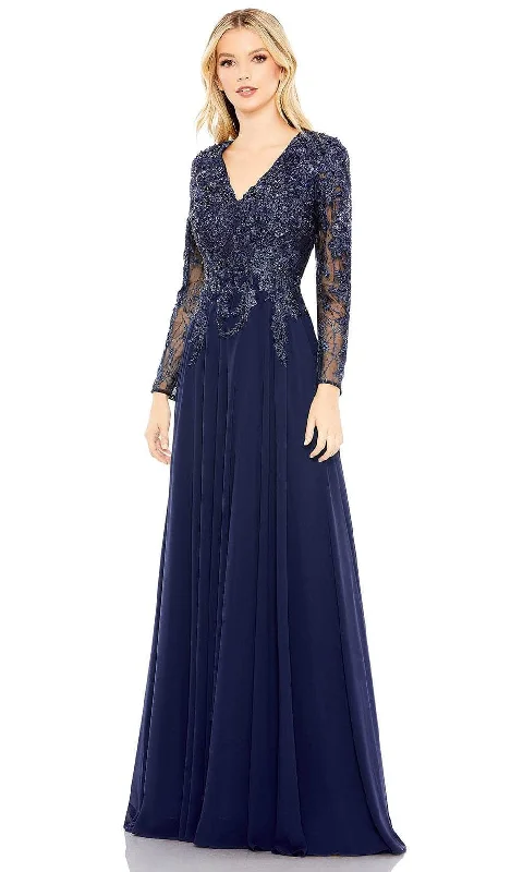 Feminine Soft - Hued Styles Mac Duggal 20388 - Embroidered Long Sleeve Formal Dress