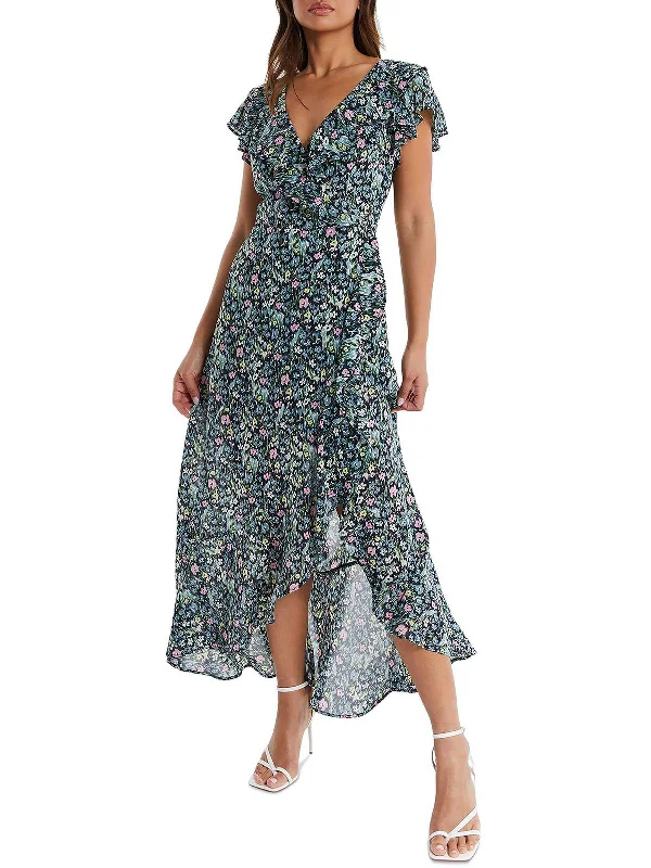 Flash Deals Womens Chiffon Floral Print Maxi Dress