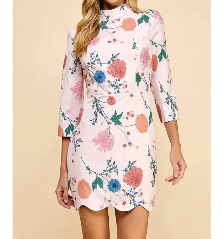 Stylish Spring Fashion Mariana Floral Printed Dress In Pink