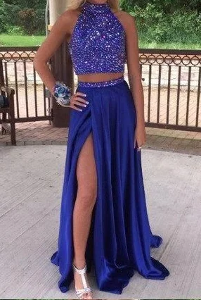 Day-To-Night Styles Royal Blue Prom Dress Slit Skirt, Prom Dresses, Evening Gown,Graduation School Party Gown, Winter Formal Dress cg979