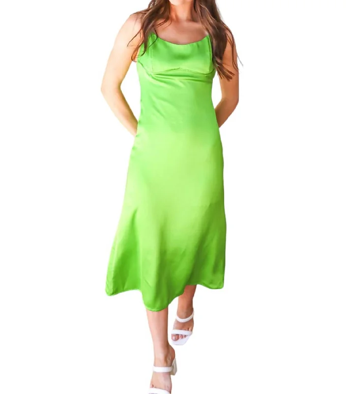 Evening Elegance Time To Stand Out Midi Dress In Lime Green