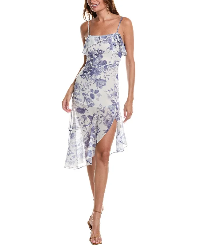 Spring Fashion JL LUXE Ruffle Midi Dress