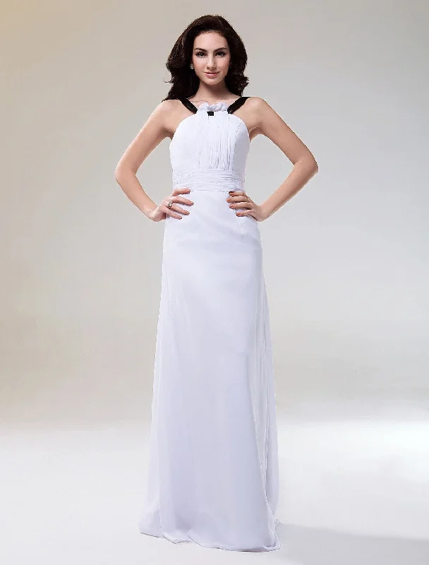 Special Occasion Wear Bridesmaid Dress Straps Sleeveless Floor Length Chiffon Stretch Satin with Ruched