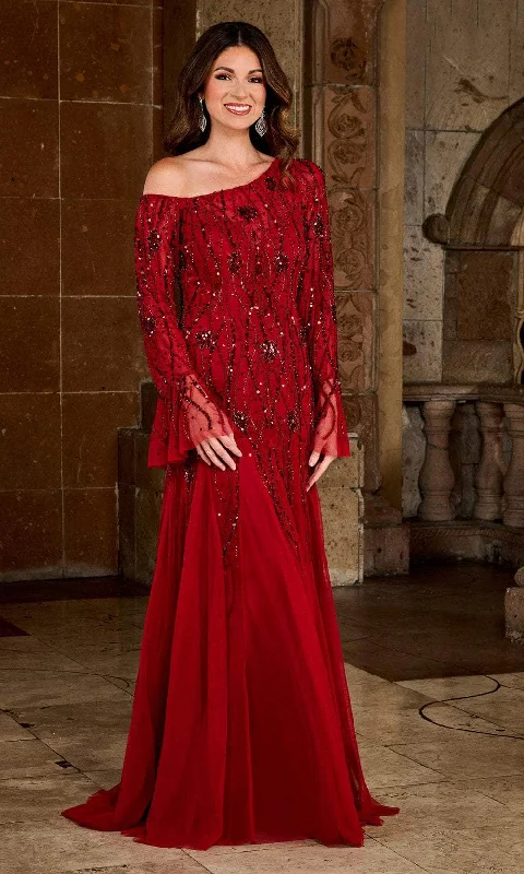 Limited Quantities Rachel Allan RB8135 - Long Sleeve Flared Wrist Detailed Evening Dress