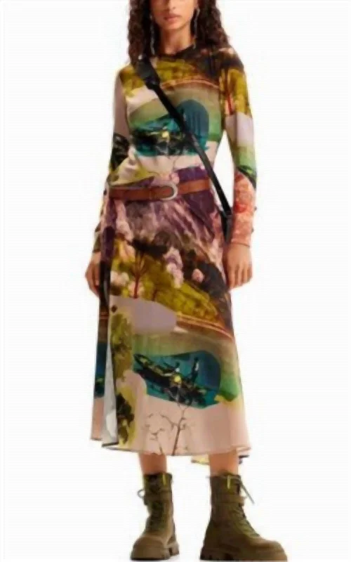 Early Access To Art Deco Styles Sale M. Christian Lacroix Collage Midi Dress In Multi