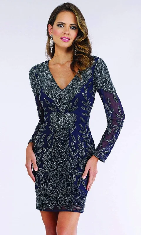 Trendy Styles Lara Dresses - 29376 Long Sleeve V-Neck Beaded Sheath Dress