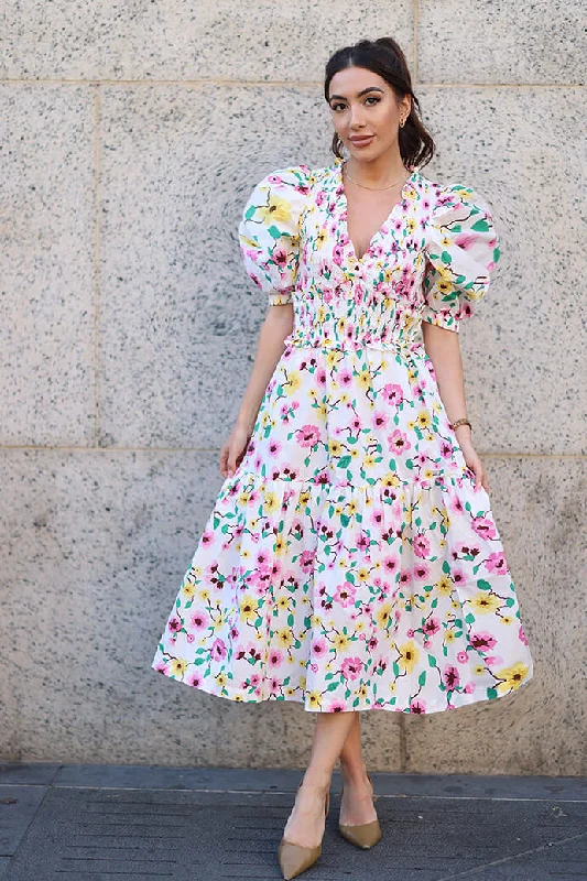 Exclusive Sale Oliana Floral Smocked Midi Dress