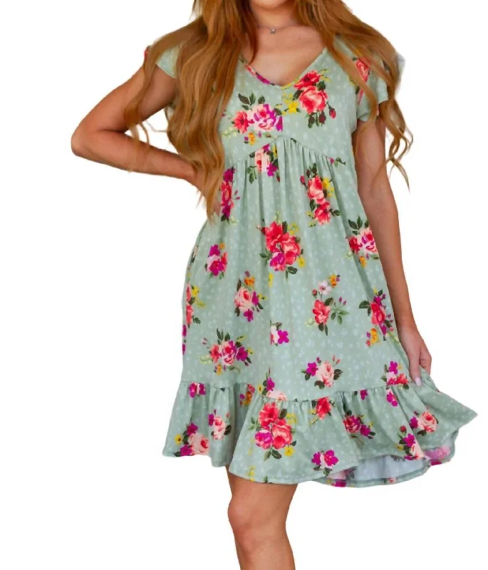 Exclusive Discount Can't Fight The Feeling Floral Dress In Sage