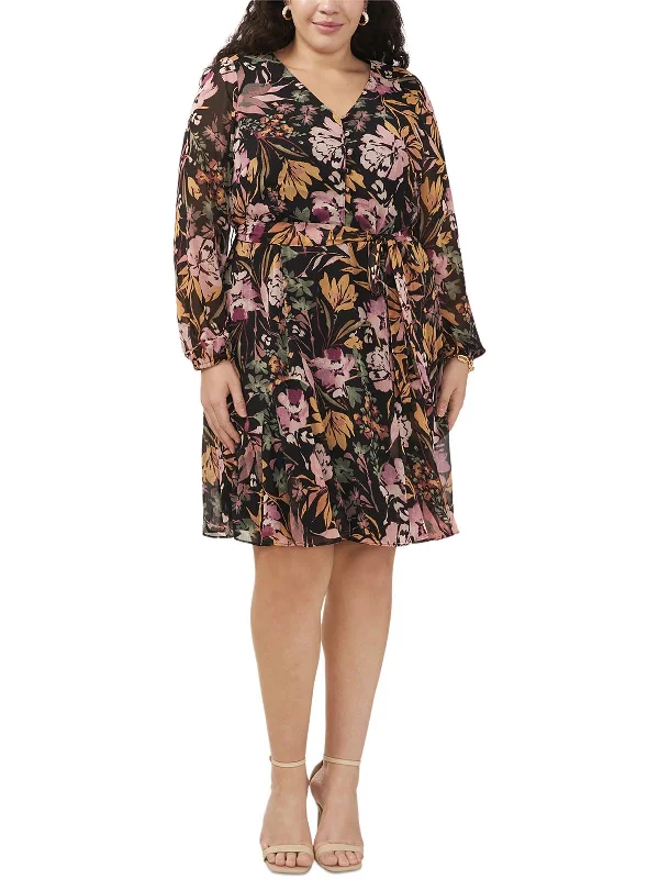 Stylish Savings Plus Womens Floral Print Above Knee Shift Dress