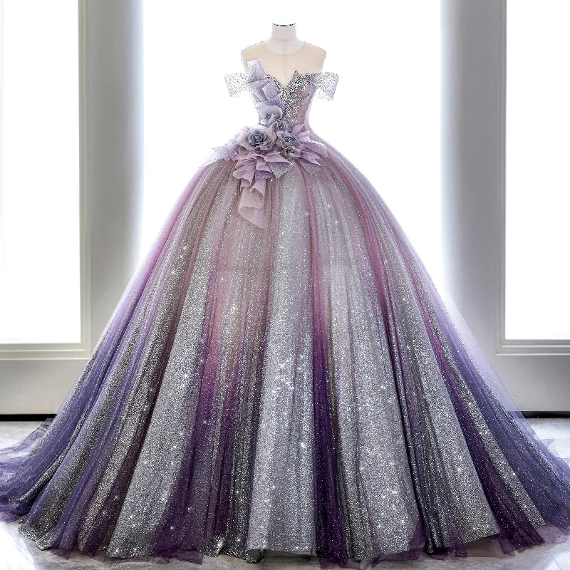 End - Of - Month Blowout Sparkly Ball Gown Purple Wedding Dress Quinceanera Dresses