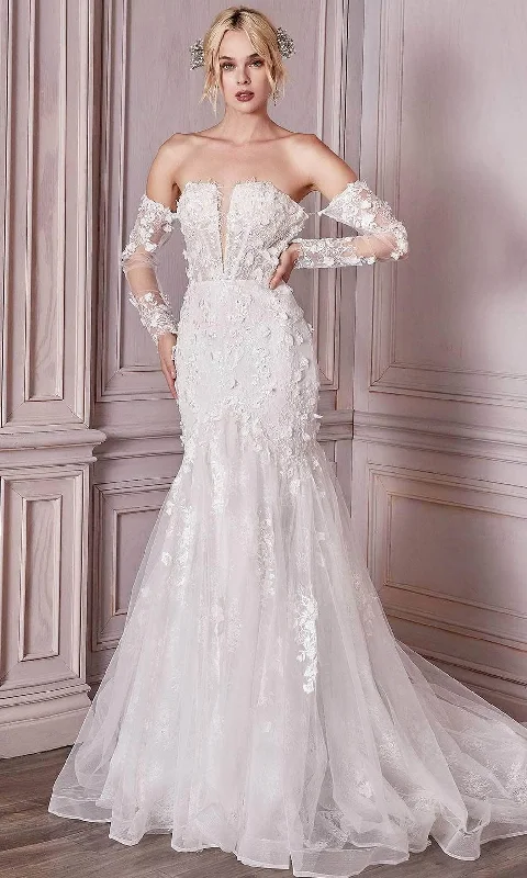 Score Big On Glamorous Red - Carpet Styles Ladivine CD977W - Lace Long Sleeve Bridal Gown