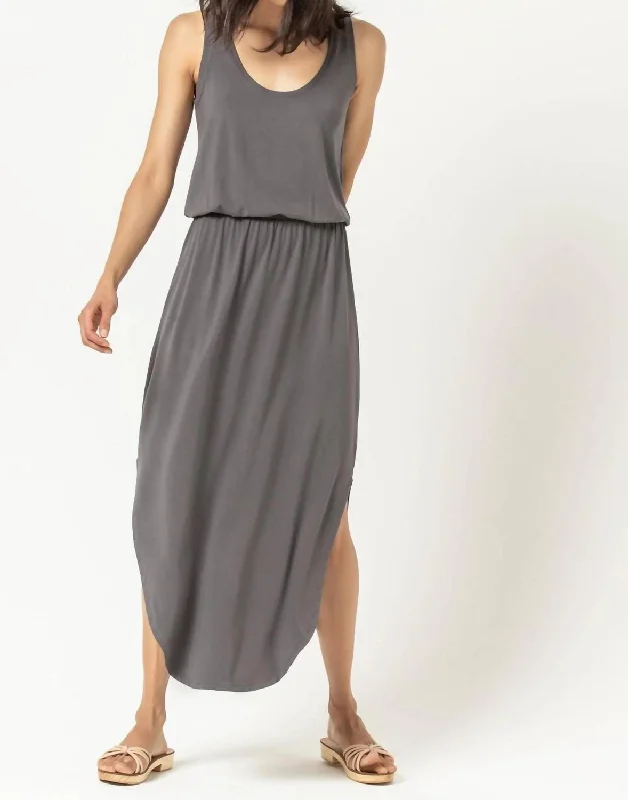 Trend Alert Racing Stripe Maxi Dress In Pewter