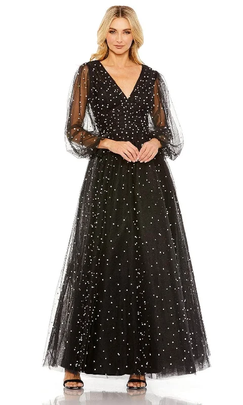 Chic Styles Mac Duggal 20746 - Sheer Long Sleeve V-Neck Evening Dress