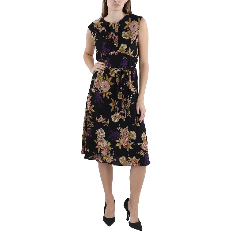 Wardrobe Update Womens Floral Print Knee-Length Mini Dress