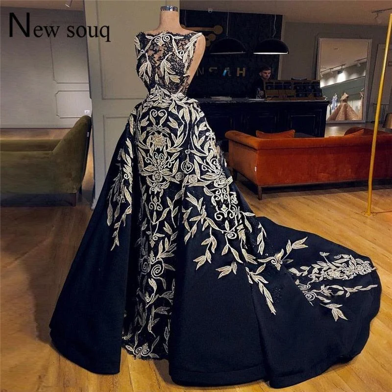 Score Big On Glamorous Red - Carpet Styles Navy Blue Evening Gown Arabic Turkish Dubai Couture Formal Pageant Dress