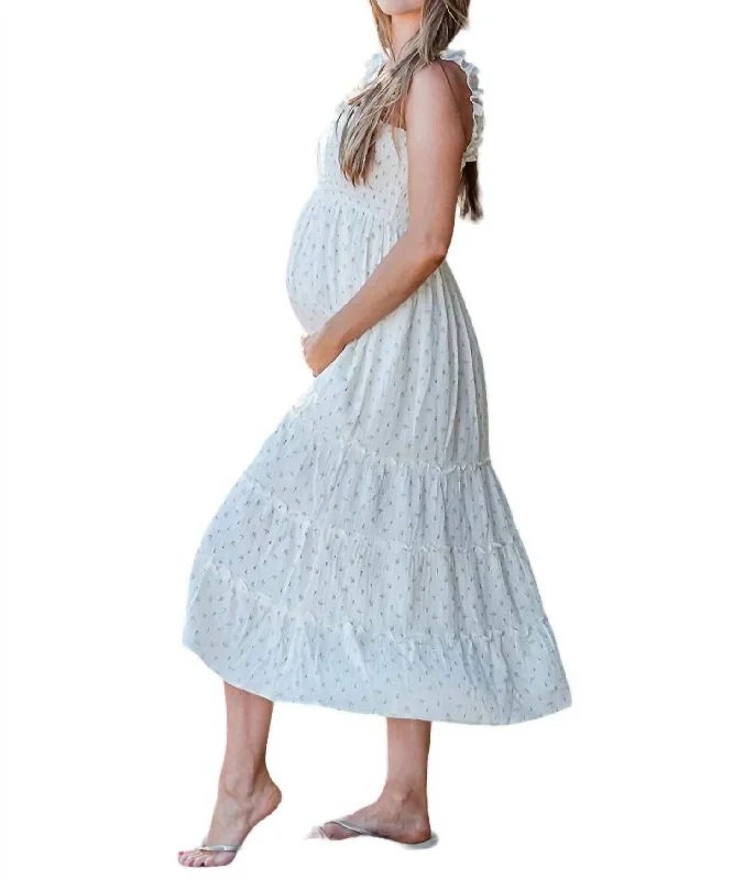 Buy More, Save More Floral Muslin Dress In Ivory