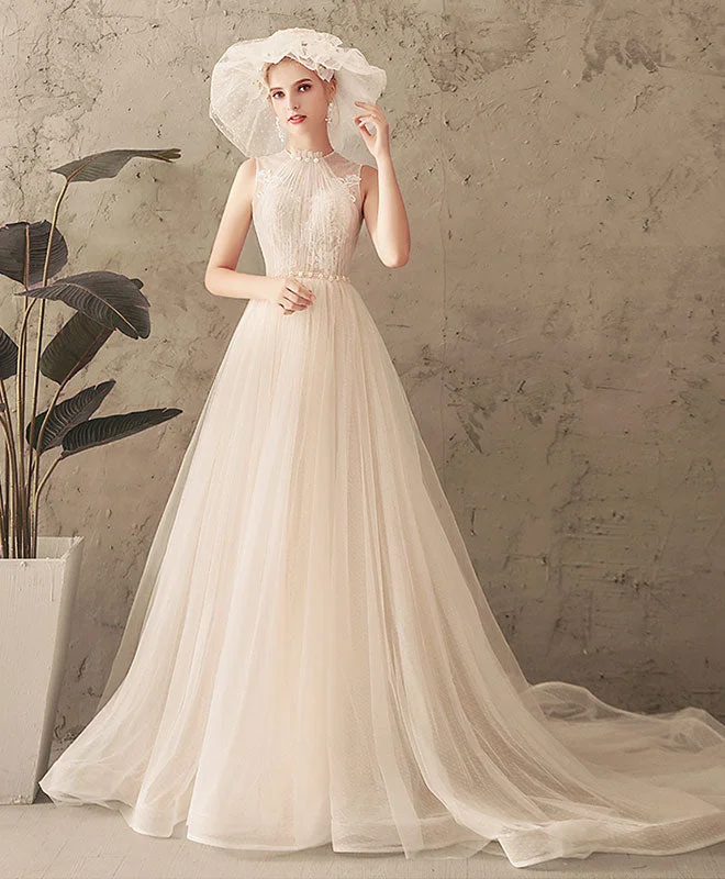 Trend Alert Unique Tulle Lace Long Prom Dress, Tulle Lace Wedding Dress