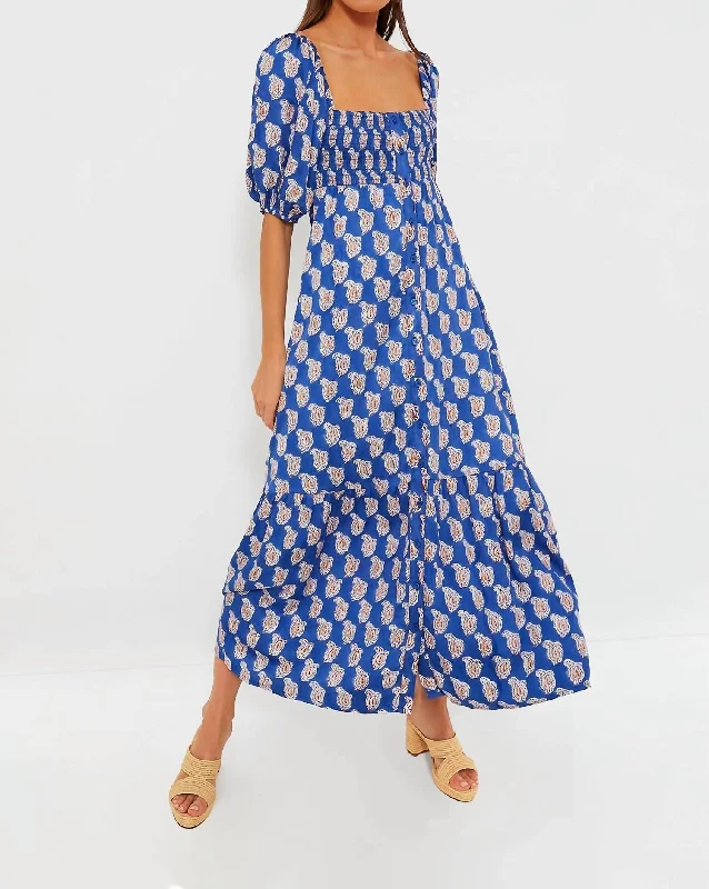 Pastel Styles Santiago Maxi Dress In Blue Paisley