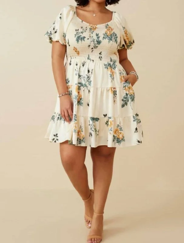 Wardrobe Update Pocket Full Of Posies Floral Dress In Cream