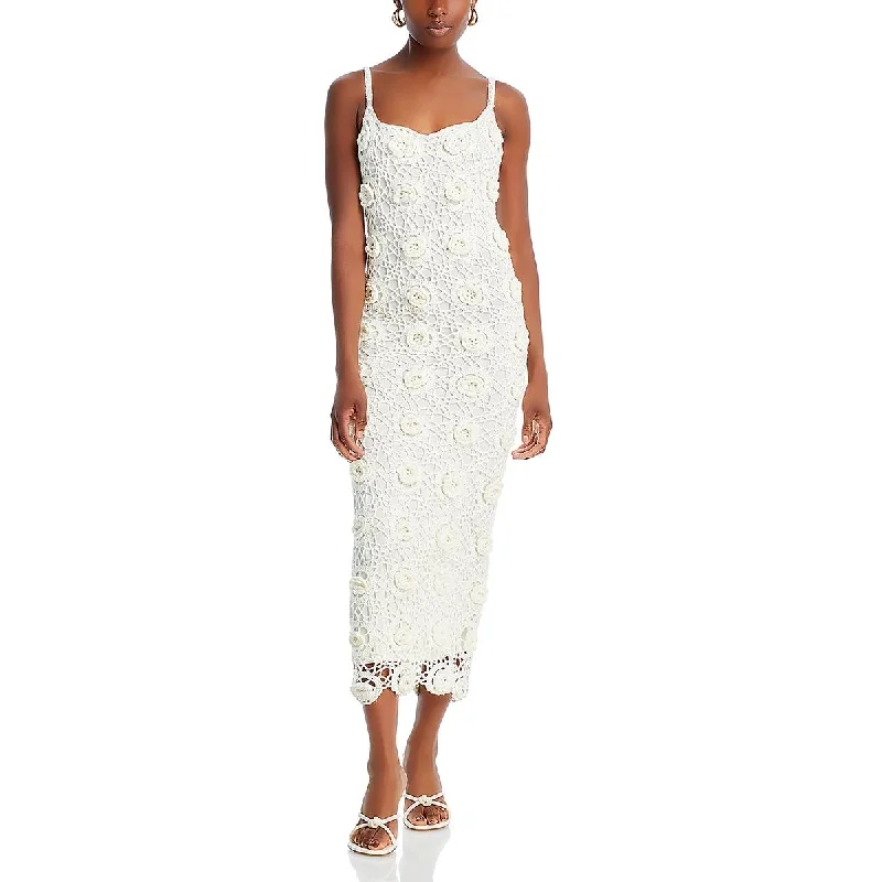 Chic Outfits Womens Crochet Floral Maxi Dress