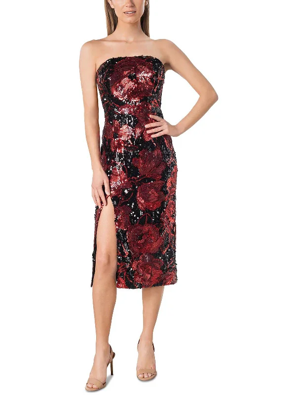 Latest Fashion Womens Floral Strapless Cocktail and Party Dress