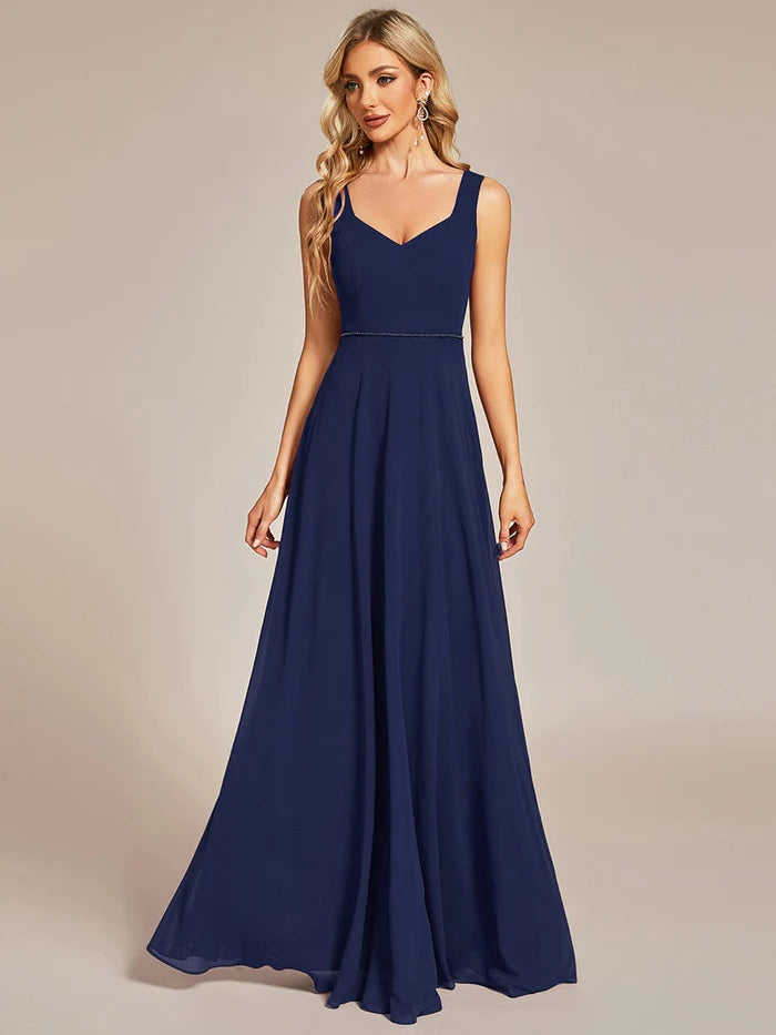 Save On Inspired Styles Sweetheart Chiffon Sleeveless Bridesmaid Dress with Back Hollow Out