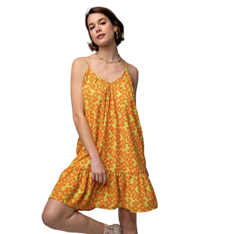 Fashion Sale Floral Printed Wool Peach Cami Dress