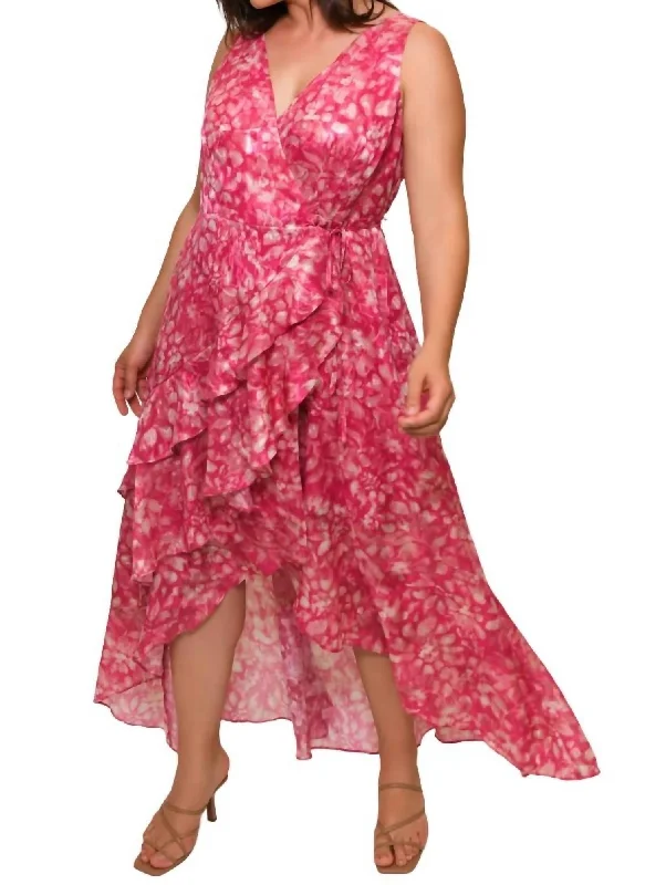 Fashion Essentials Isadora Dress In Fuchsia Shibori Floral