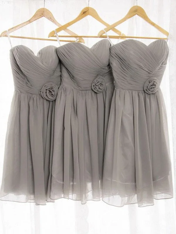 Limited Quantities A-Line/Princess Sweetheart Sleeveless Chiffon Short/Mini Bridesmaid Dresses