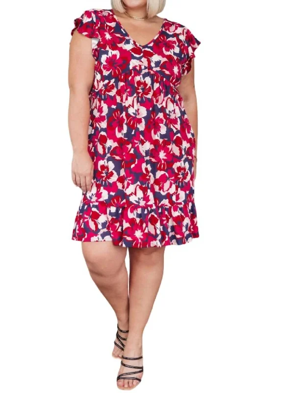 Wardrobe Essentials No Downside Floral Dress In Navy/red