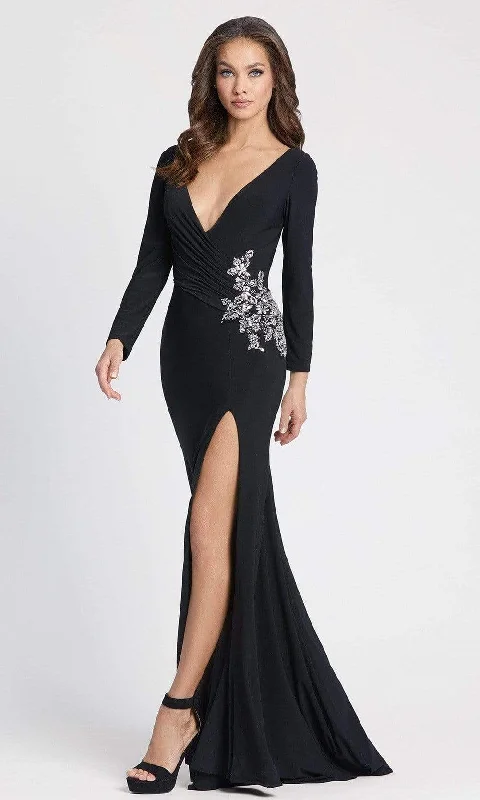 Day-To-Night Styles Ieena Duggal - 41016 Long Sleeve Beaded High Slit Dress